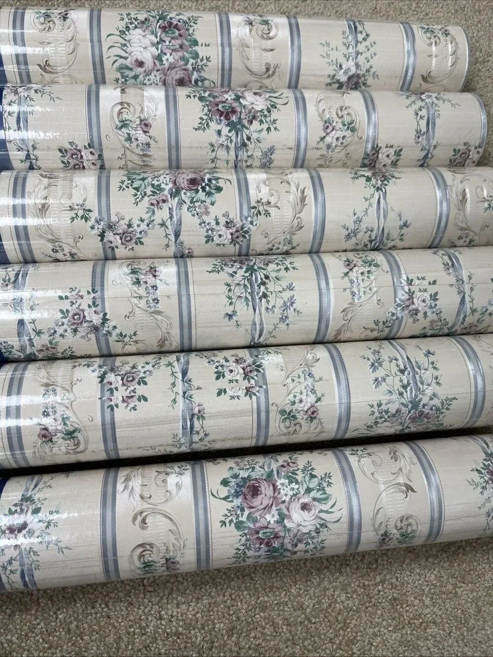 VTG‎ 6 Vymura International Quality Vinyl Wallcovering 56 SQFT Floral Cottage UK